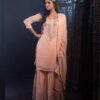 Women Orchid Peach Chinnon Sharara Set - Image 4