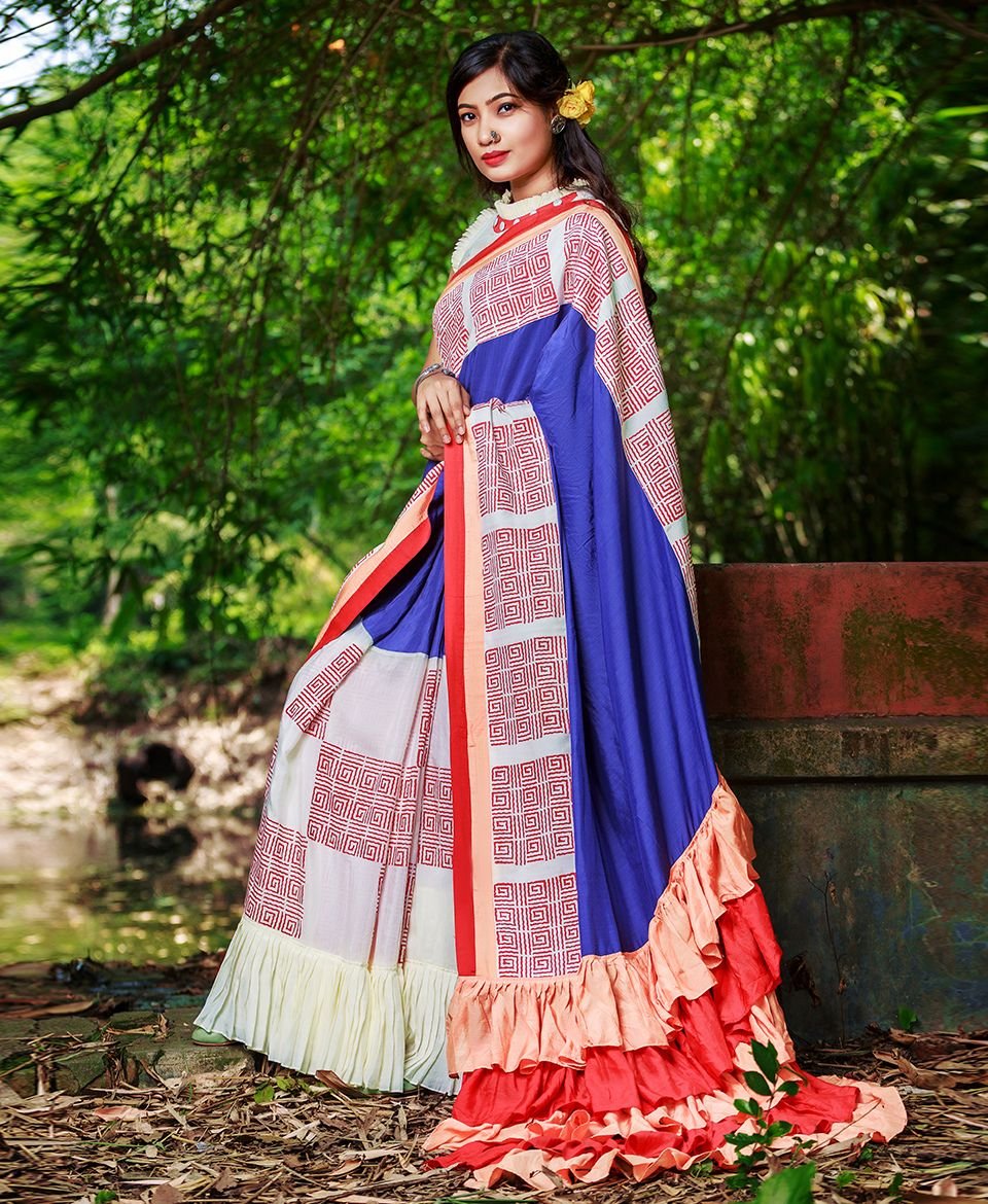 Hand Block Paint Saree